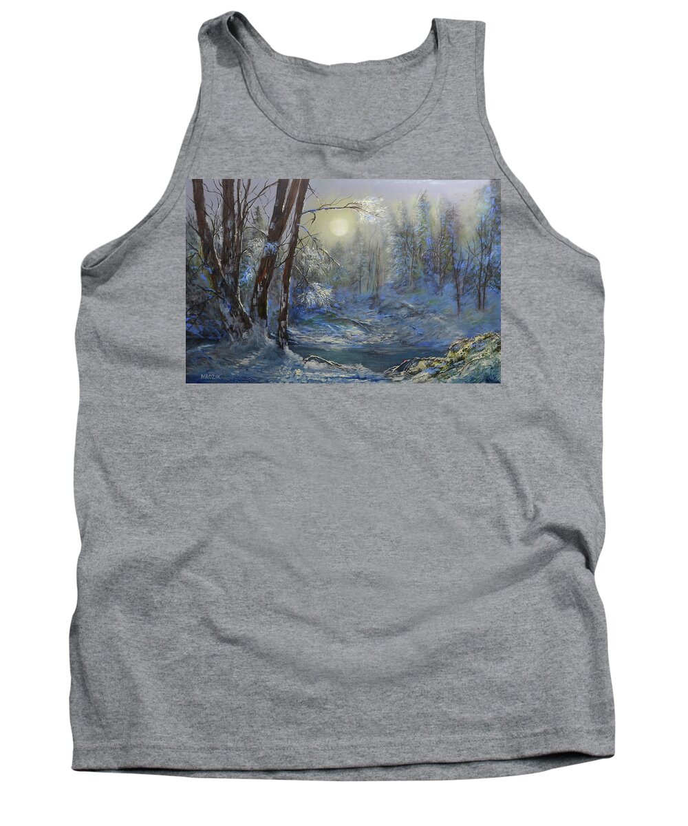 Winter Tank Top featuring the painting Winter Rays by Michael Mrozik
