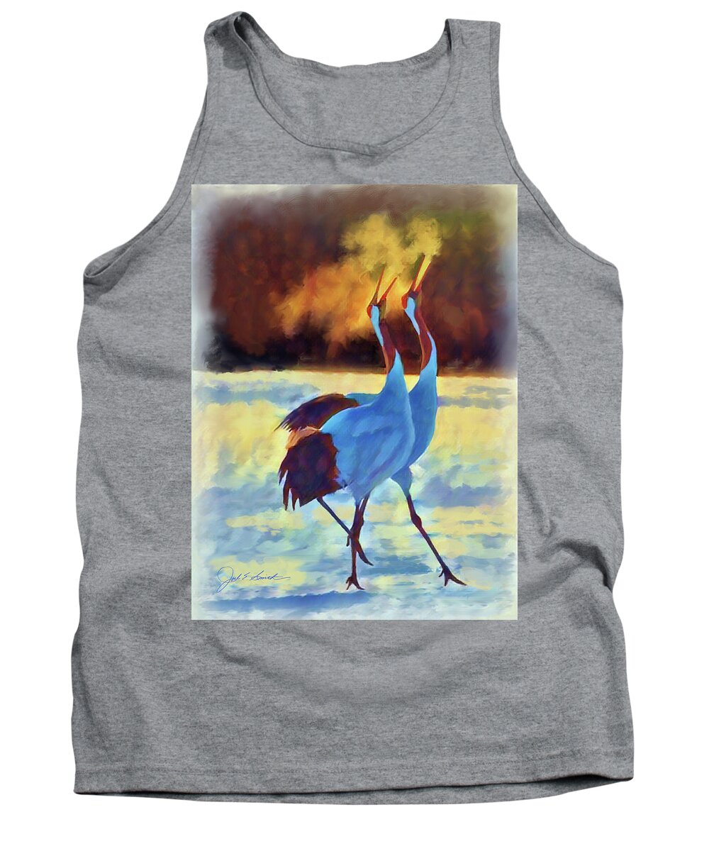 Cranes Tank Top featuring the painting Winters Breath by Joel Smith