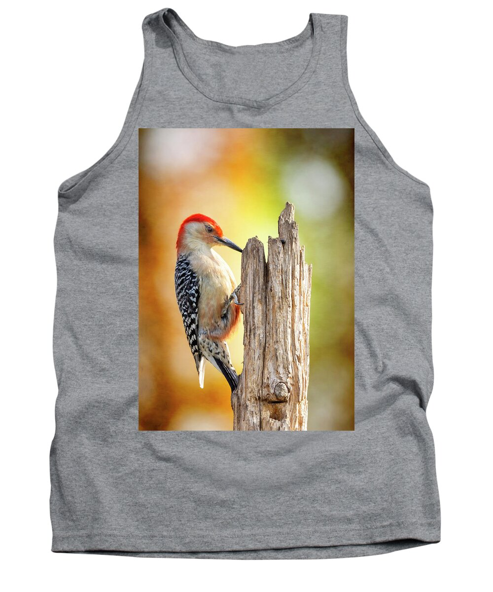 Woodpecker Tank Top featuring the photograph Woody At Work by Bill and Linda Tiepelman