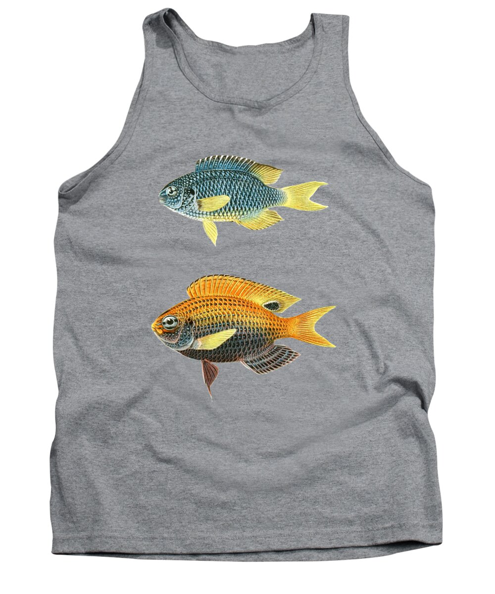 Fish Tank Top featuring the digital art Yellow and blue fish by Madame Memento