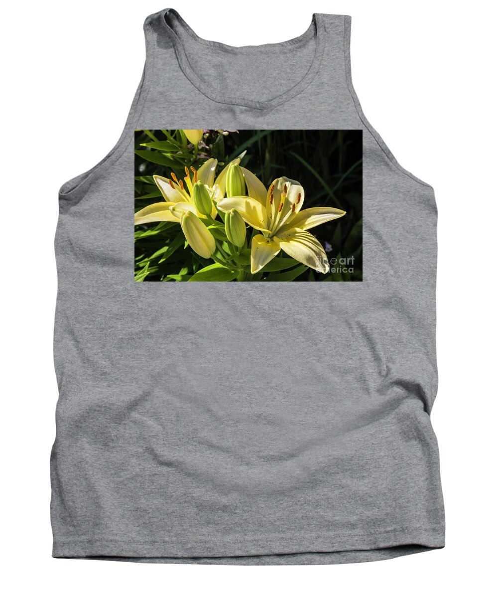 Flowers Tank Top featuring the photograph Yellow Lilies by Kathy McClure