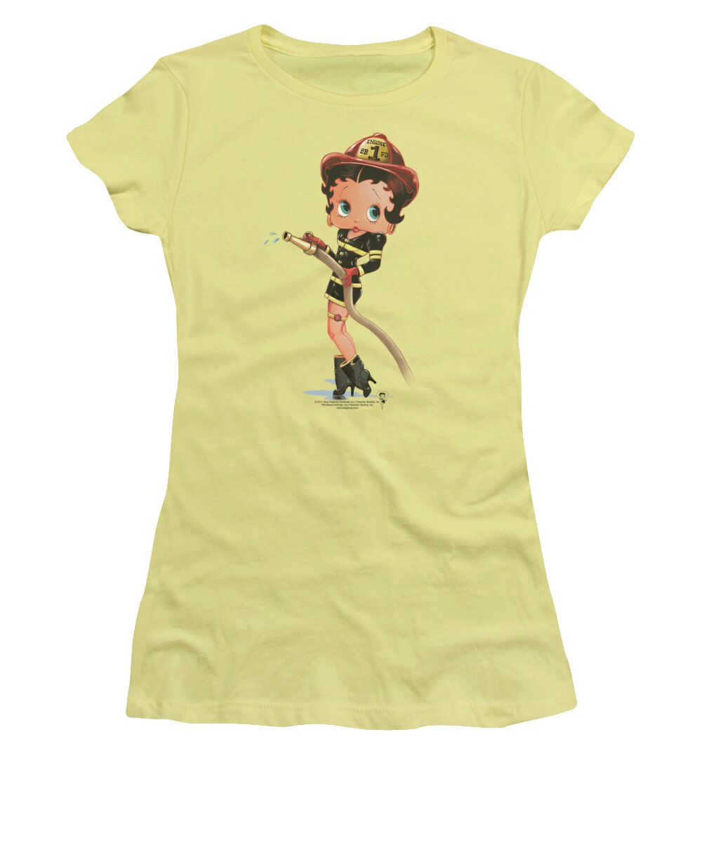 Betty Boop Women's T-Shirt featuring the digital art Boop - Firefighter by Brand A