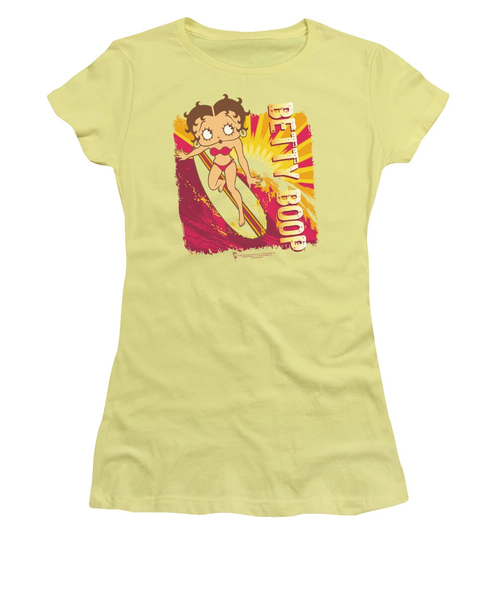 Betty Boop Women's T-Shirt featuring the digital art Boop - Sunset Surf by Brand A