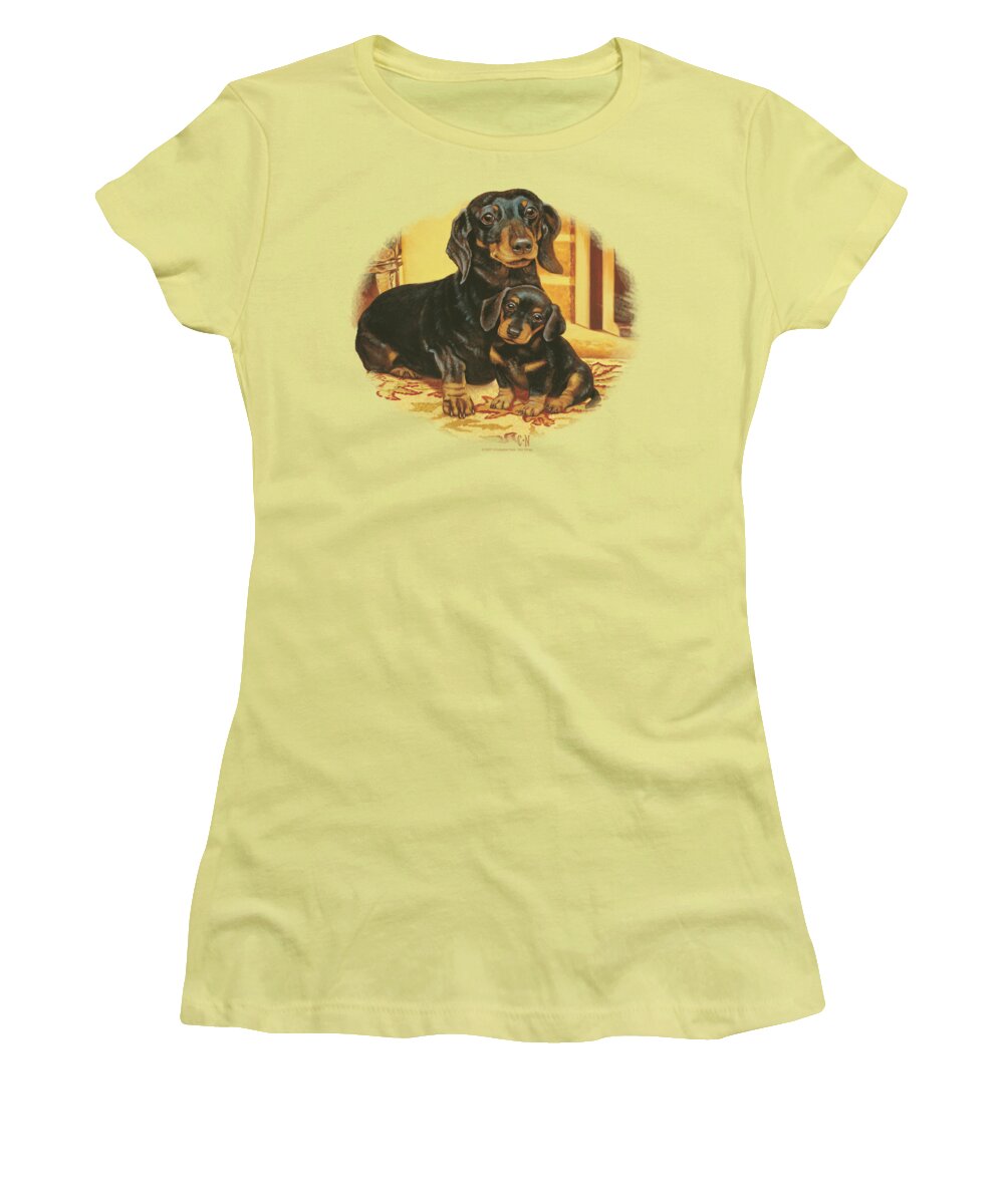 Wildlife Women's T-Shirt featuring the digital art Wildlife - Picture Perfect Dachshunds by Brand A