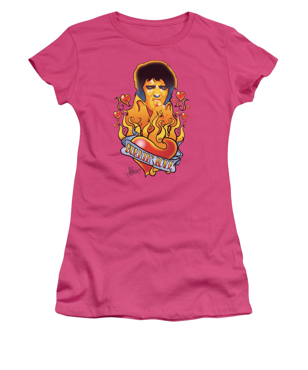 Elvis Women's T-Shirt featuring the digital art Elvis - Burning Love by Brand A