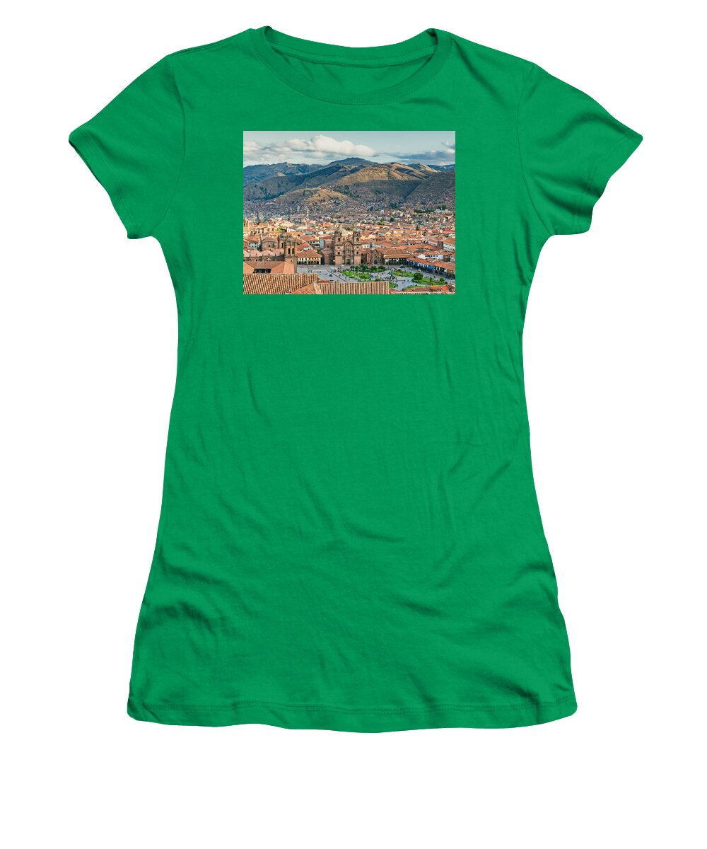 Above Women's T-Shirt featuring the photograph City of Cuzco #1 by U Schade