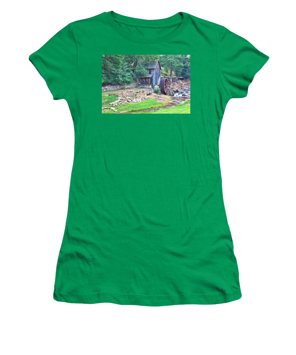 10385 Women's T-Shirt featuring the photograph Sixes Mill on Dukes Creek by Gordon Elwell