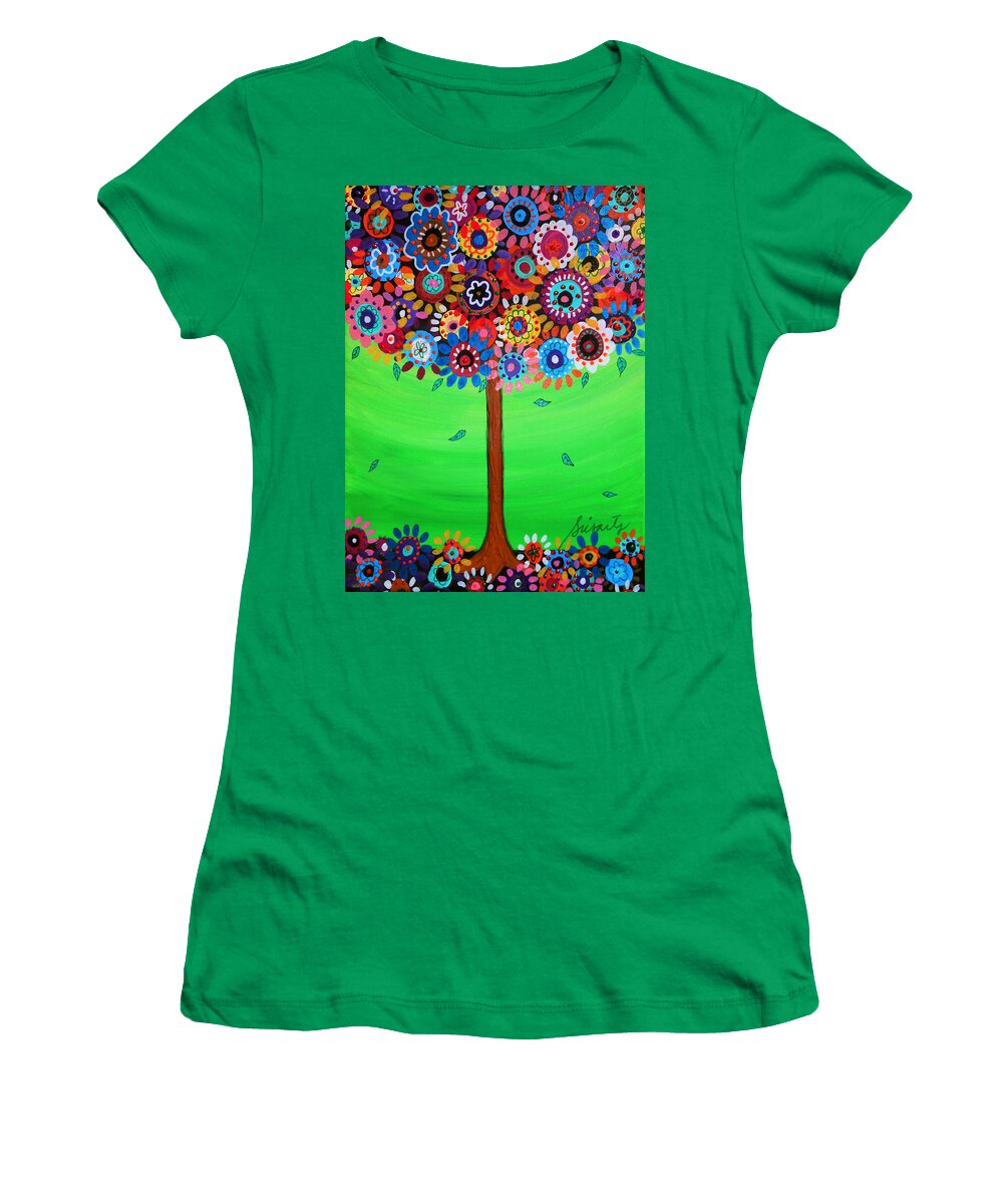 Bar Women's T-Shirt featuring the painting Tree Of Life #128 by Pristine Cartera Turkus