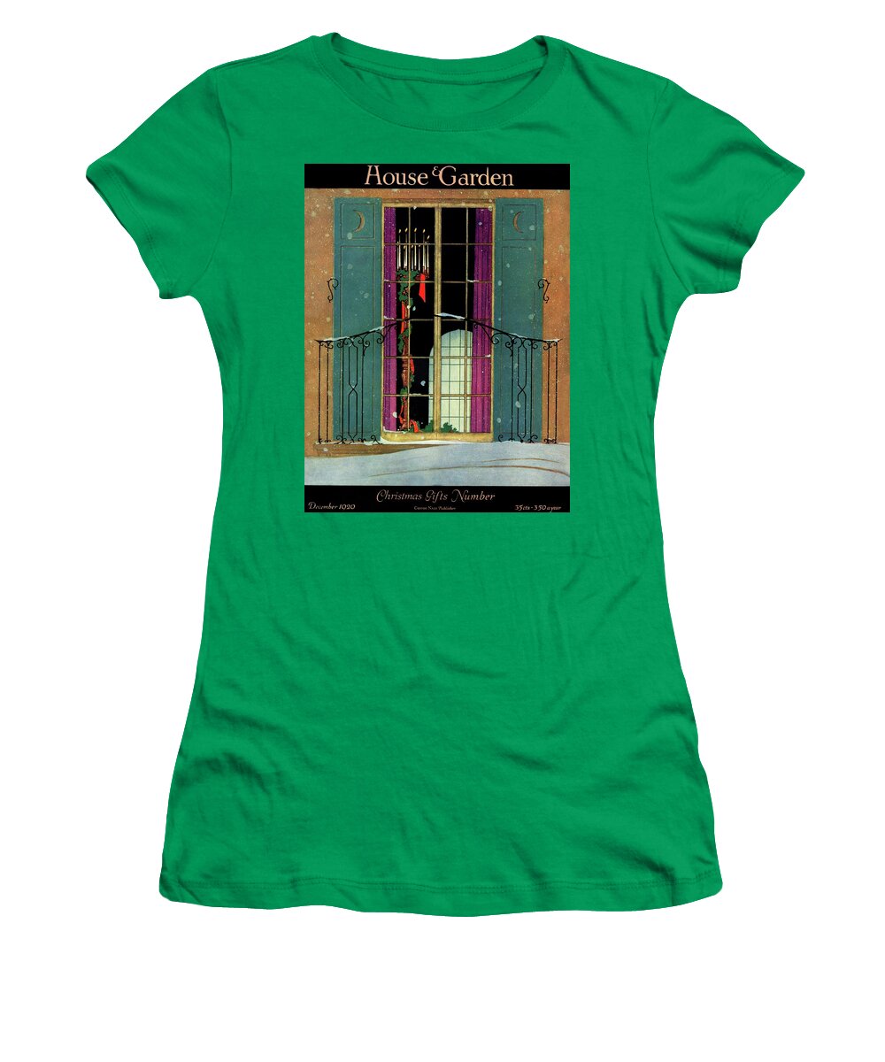 Illustration Women's T-Shirt featuring the photograph A House And Garden Cover Of A Christmas by Harry Richardson