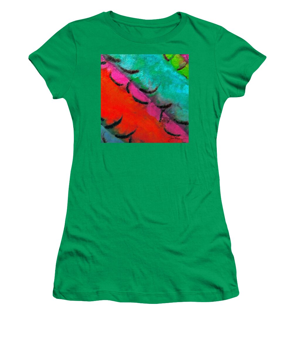 Watercolor And Chinese Black Ink. Blue Women's T-Shirt featuring the painting Abstract Red Blue by Joan Reese