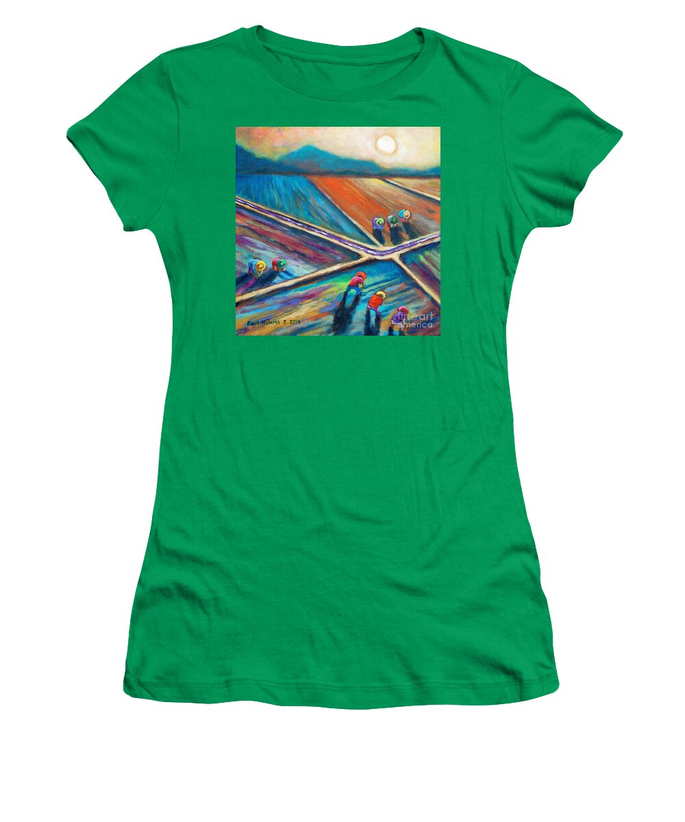 Paul Hilario Women's T-Shirt featuring the painting Atras Backward by Paul Hilario