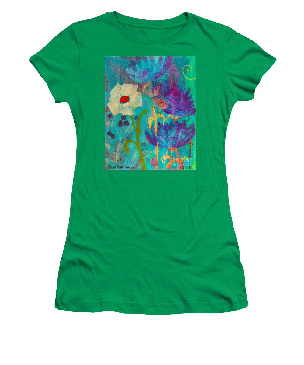 Blue Women's T-Shirt featuring the painting Conscious Living by Robin Pedrero