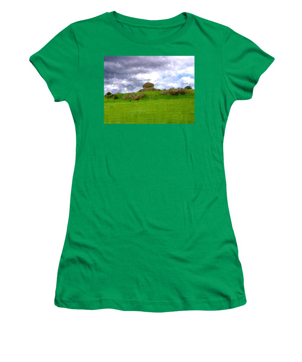 Grass Women's T-Shirt featuring the painting Countryside in Ireland by Bruce Nutting