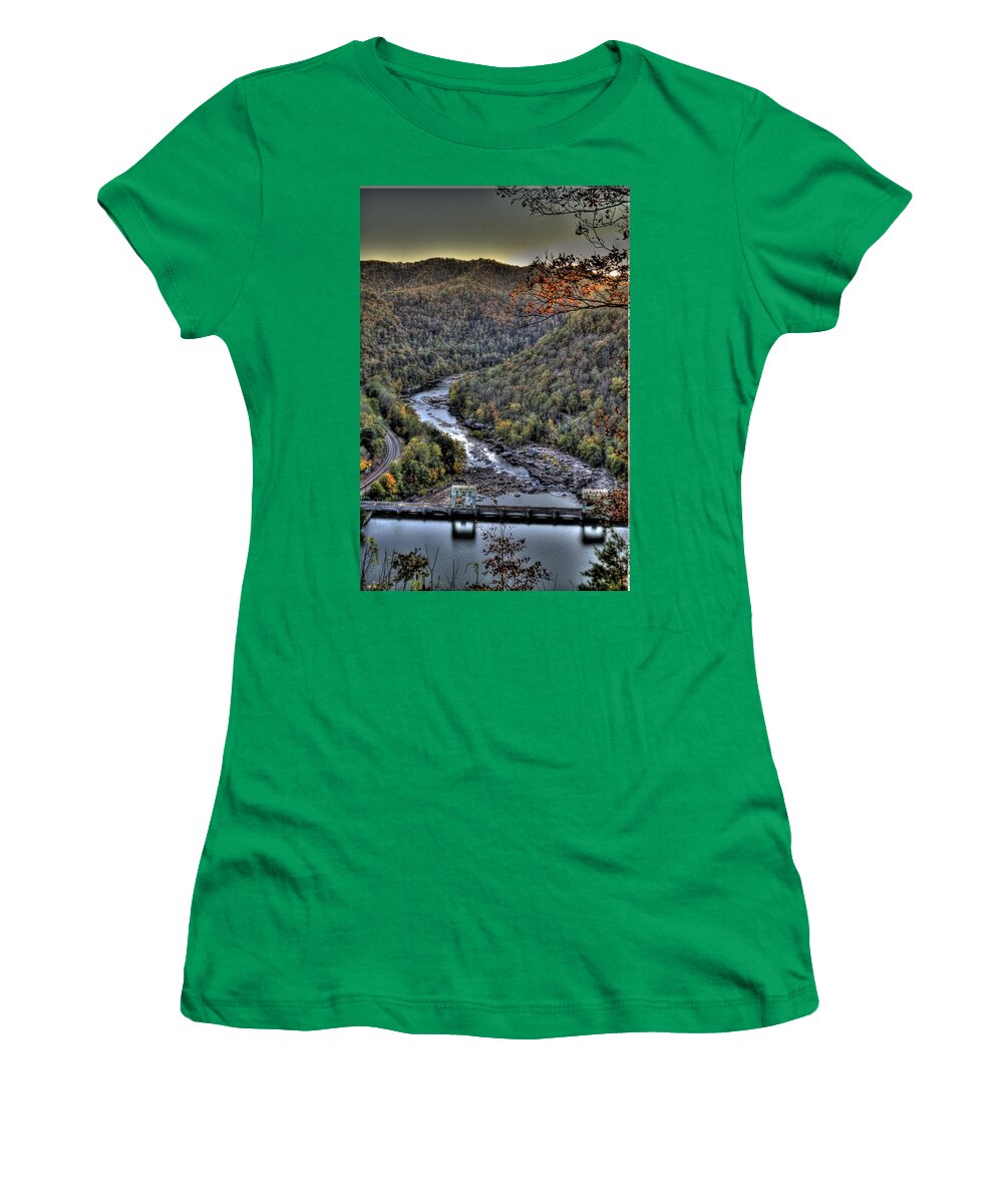 River Women's T-Shirt featuring the photograph Dam in the Forest by Jonny D