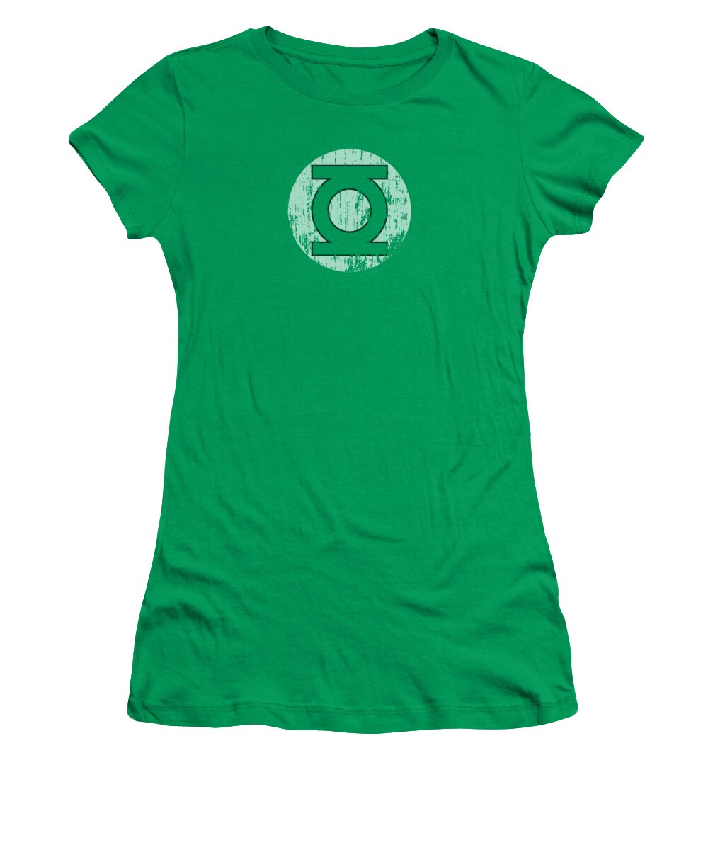 Green Lantern Women's T-Shirt featuring the digital art Dc - Distressed Lantern Logo by Brand A