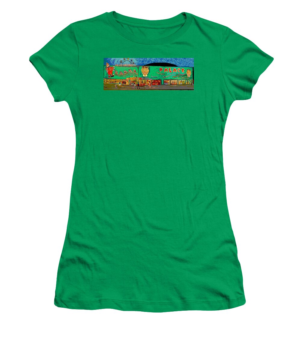 Asbury Park Palace Women's T-Shirt featuring the painting Dreams of the Palace by Patricia Arroyo