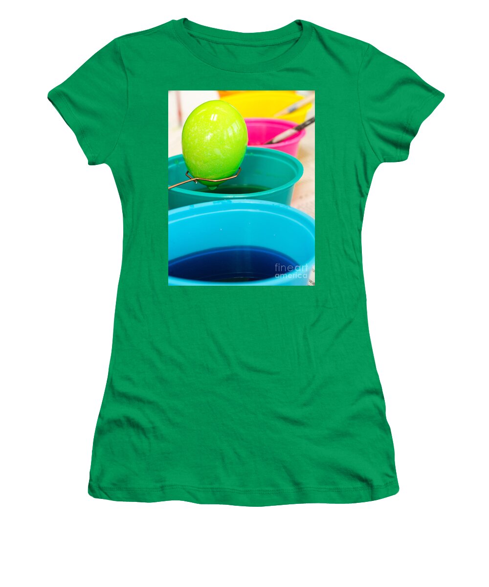 Background Women's T-Shirt featuring the photograph Dying Easter Eggs by Edward Fielding