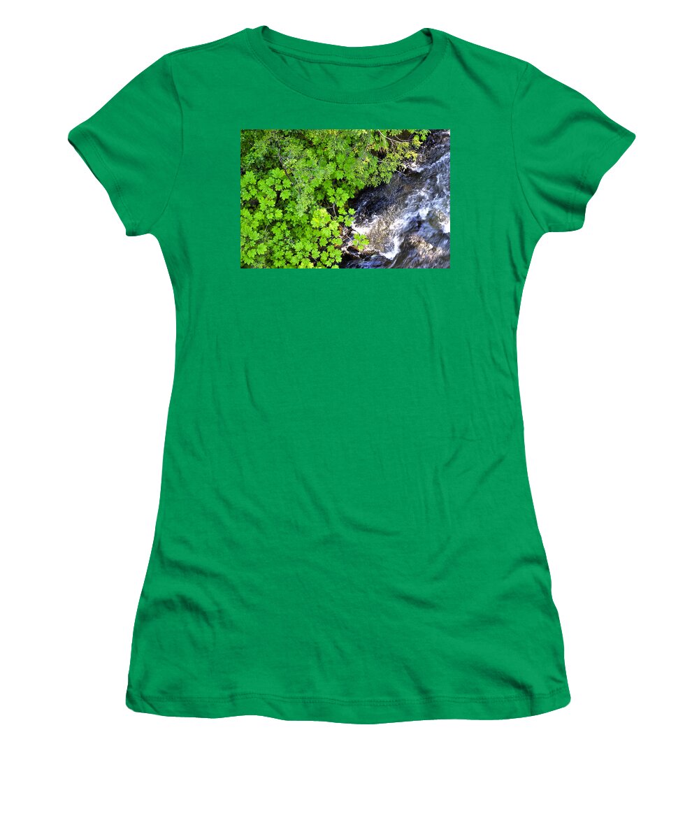 Fish Creek Women's T-Shirt featuring the photograph Fish Creek in Summer by Cathy Mahnke