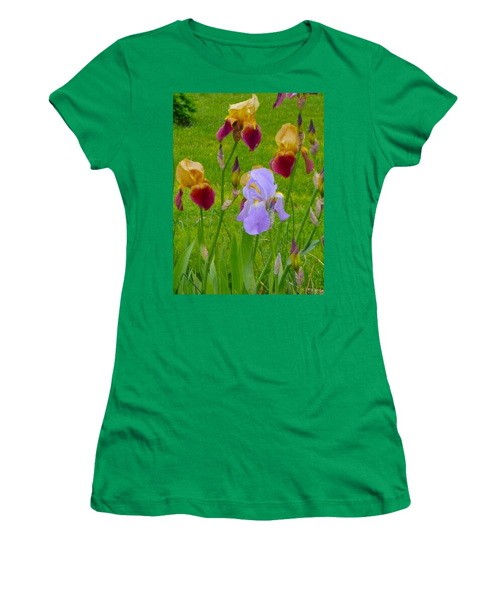 Flowers Women's T-Shirt featuring the photograph Flags in wind by Ellen Paull