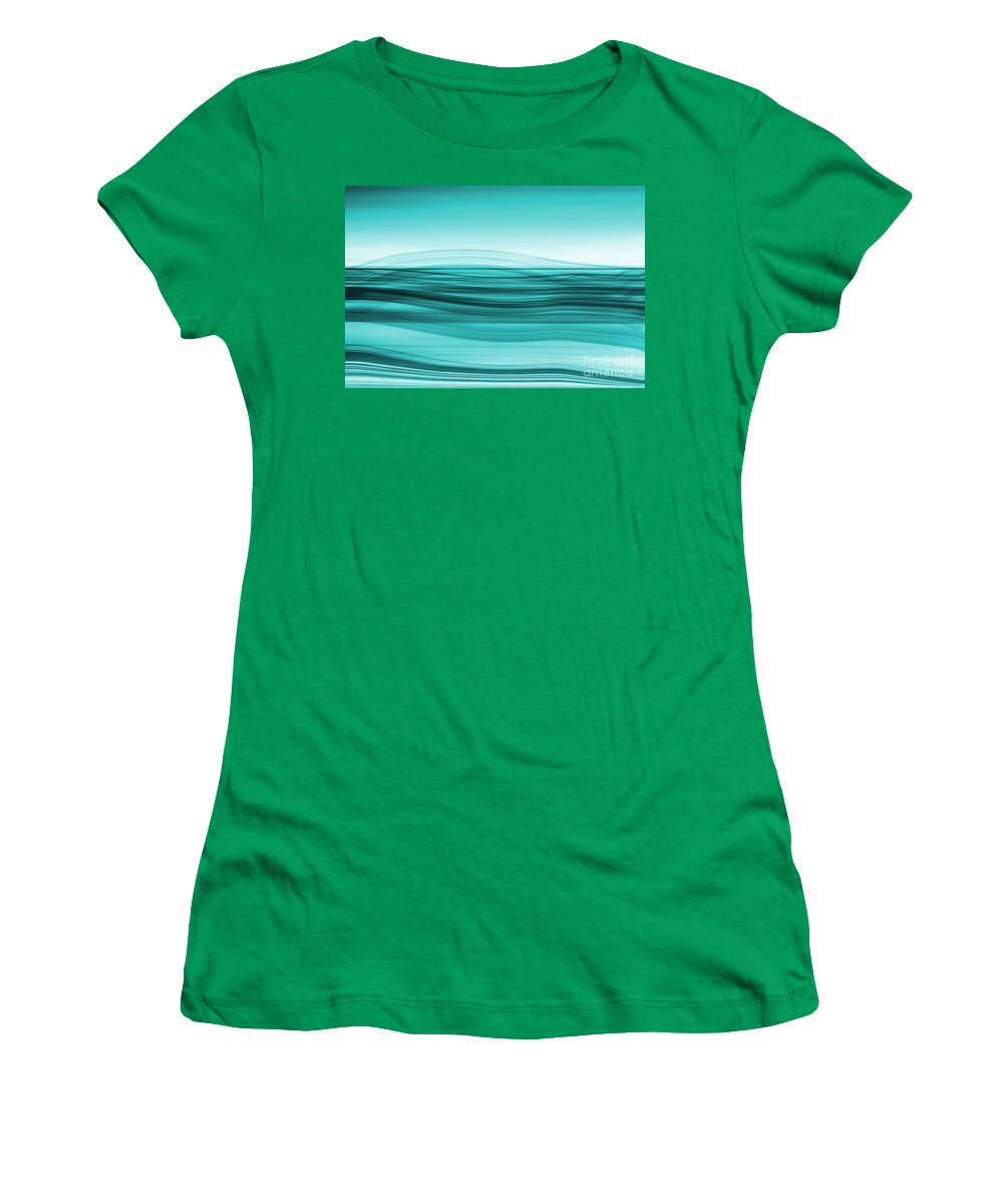 Abstract Women's T-Shirt featuring the digital art Flow - Cyan by Hannes Cmarits