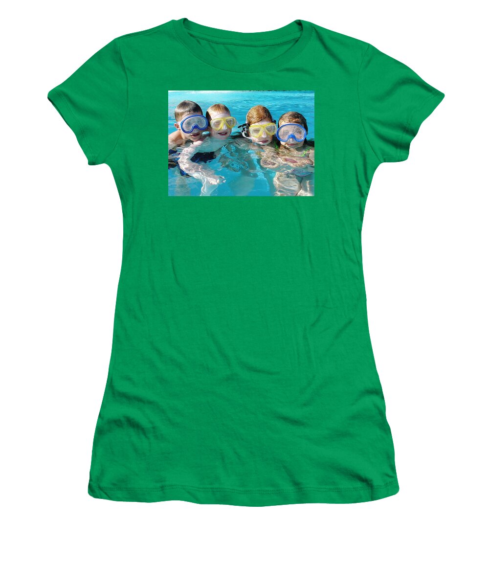 Pool Women's T-Shirt featuring the photograph Goggle Eyed Quartet by David Nicholls
