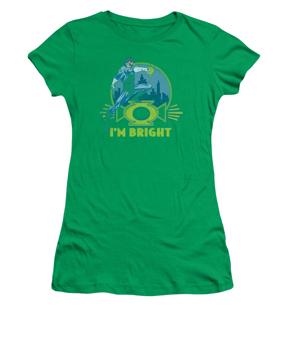Green Lantern Women's T-Shirt featuring the digital art Green Lantern - I'm Bright by Brand A