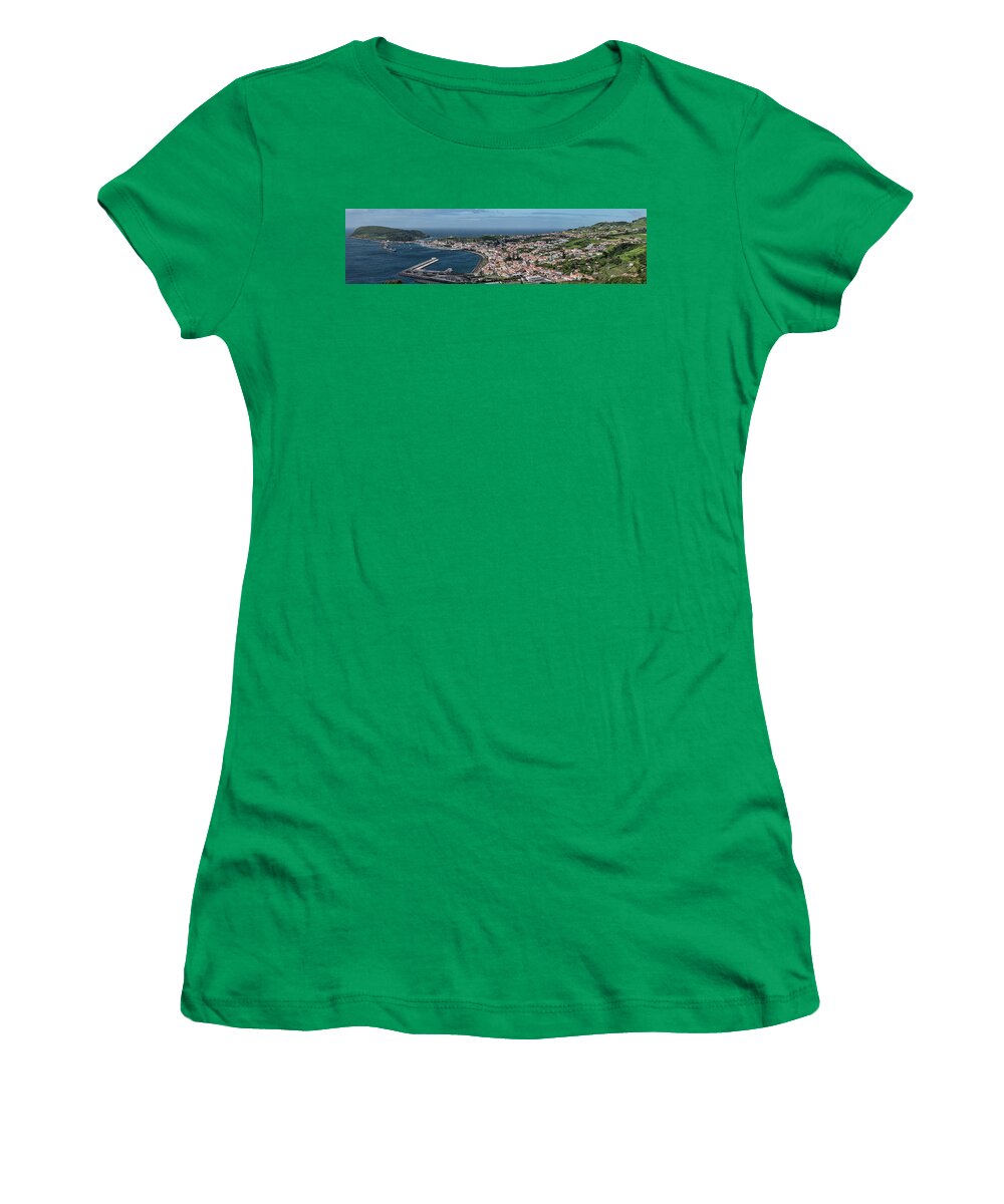 Photography Women's T-Shirt featuring the photograph High Angle View Of Cityscape On Coast by Panoramic Images