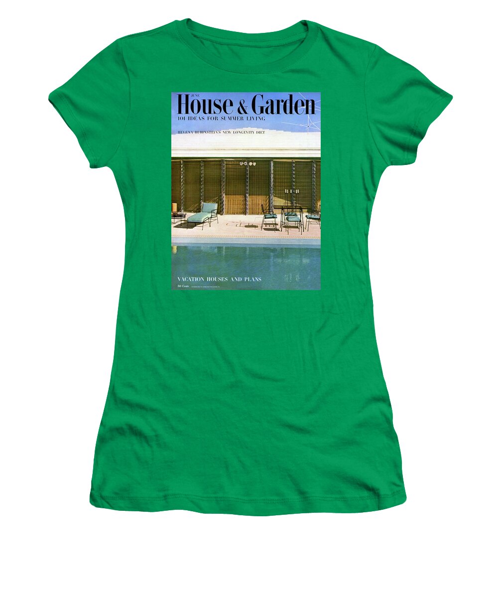 House & Garden Women's T-Shirt featuring the photograph House & Garden Cover Of A Swimming Pool At Miami by Rudi Rada