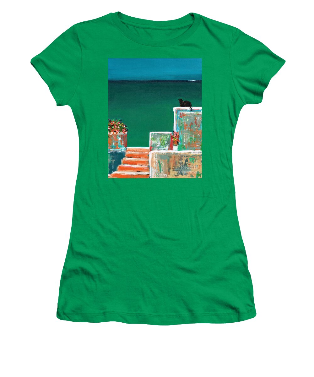 Mediterranean Women's T-Shirt featuring the painting Just Another Day in Paradise by Frances Marino