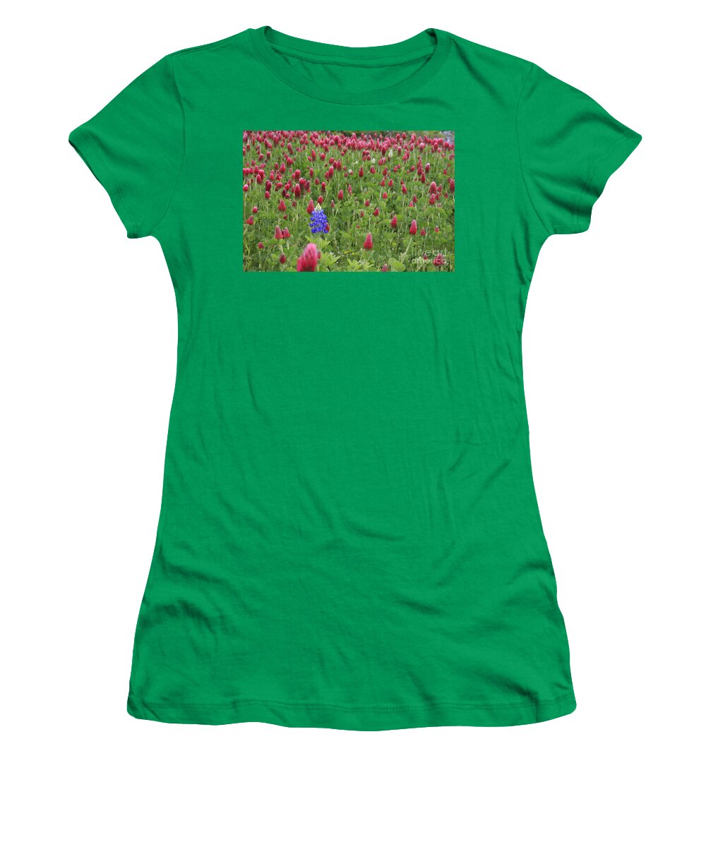 Texas Women's T-Shirt featuring the photograph Lonely Bluebonnet by Jerry Bunger