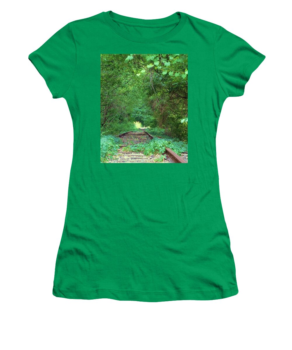 Railroad Women's T-Shirt featuring the photograph Lonesome Railroad #2 by Robert ONeil