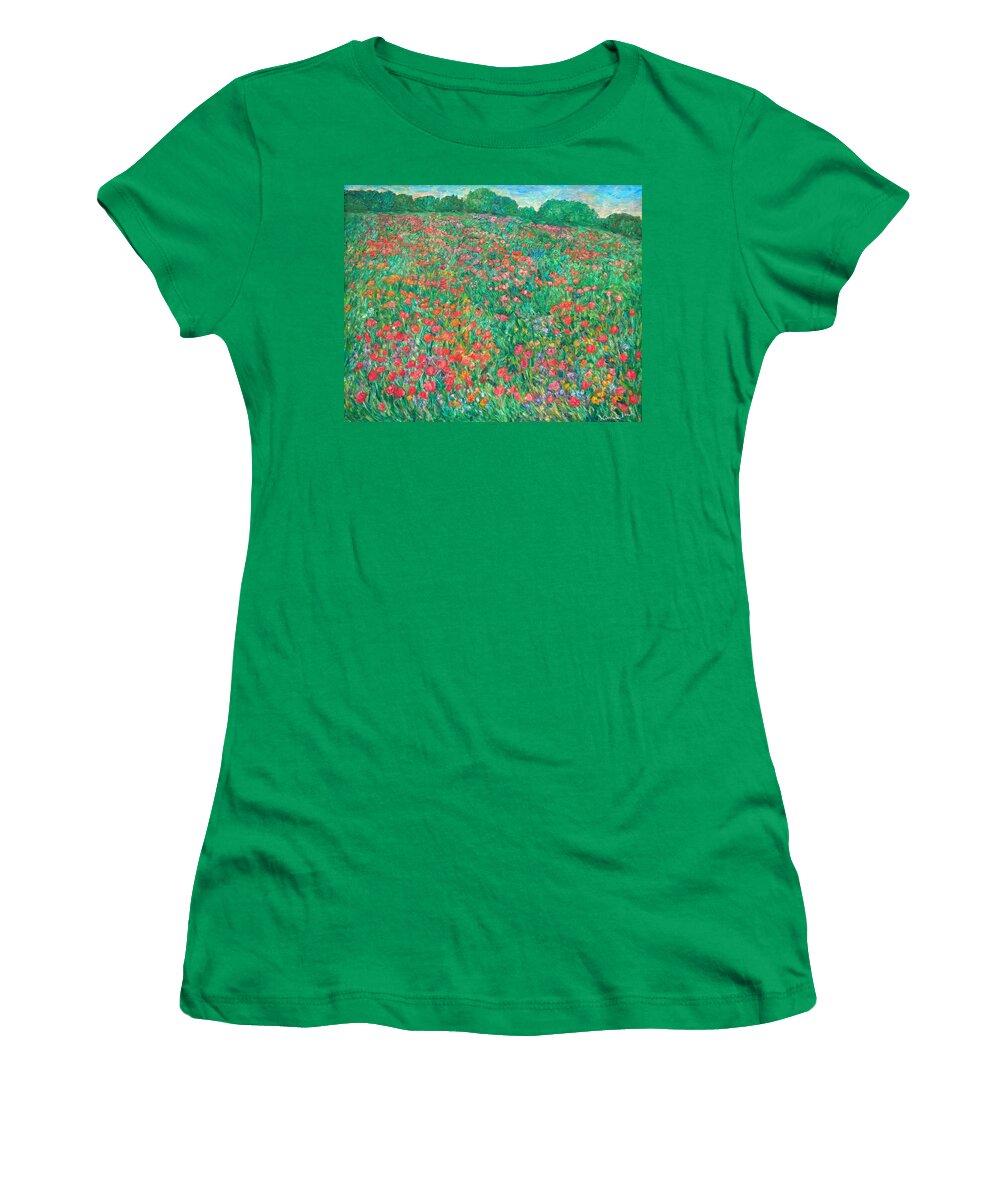 Poppy Women's T-Shirt featuring the painting Poppy View by Kendall Kessler