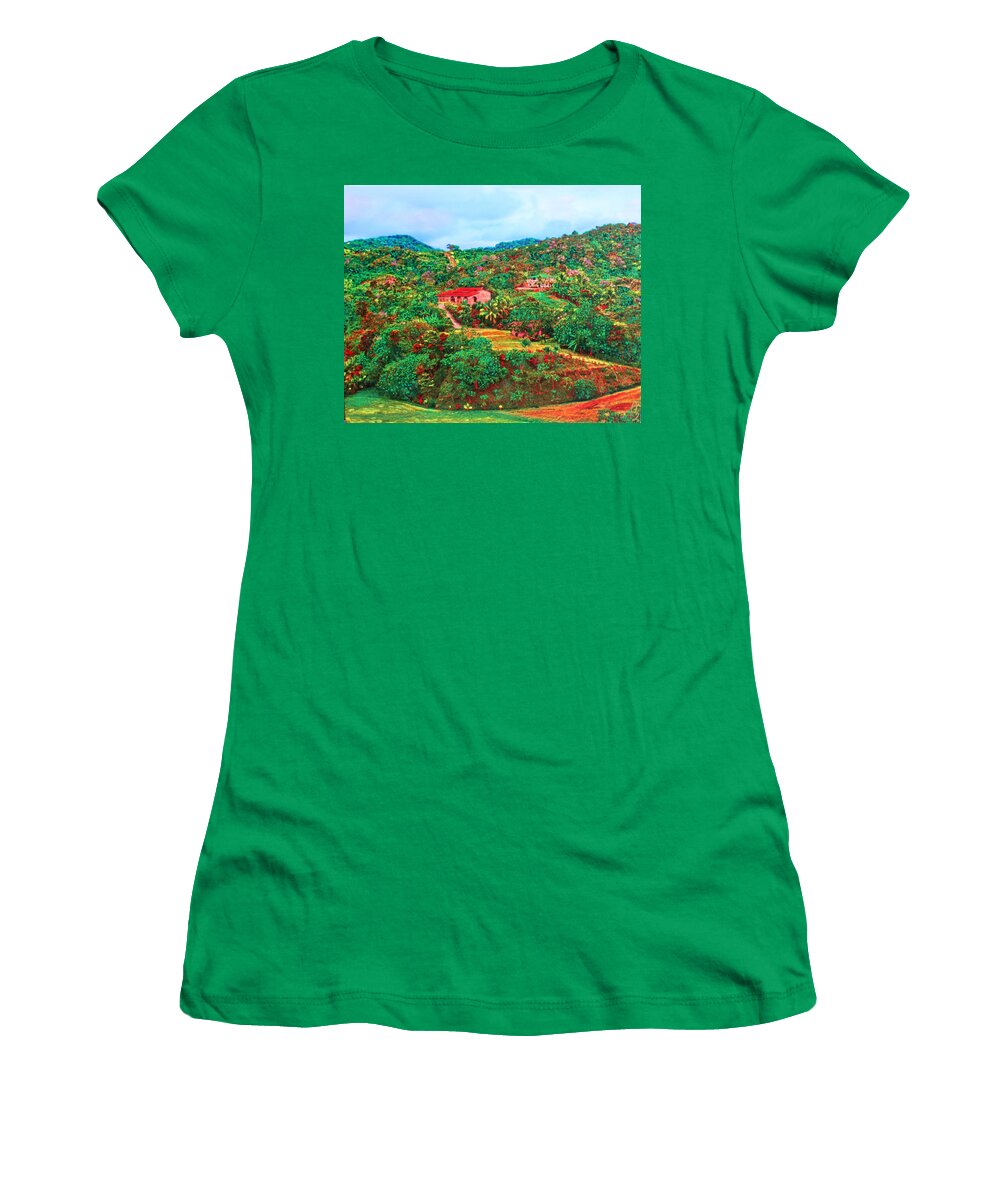 Mahogany Bay Women's T-Shirt featuring the painting Scene From Mahogony Bay Honduras by Deborah Boyd