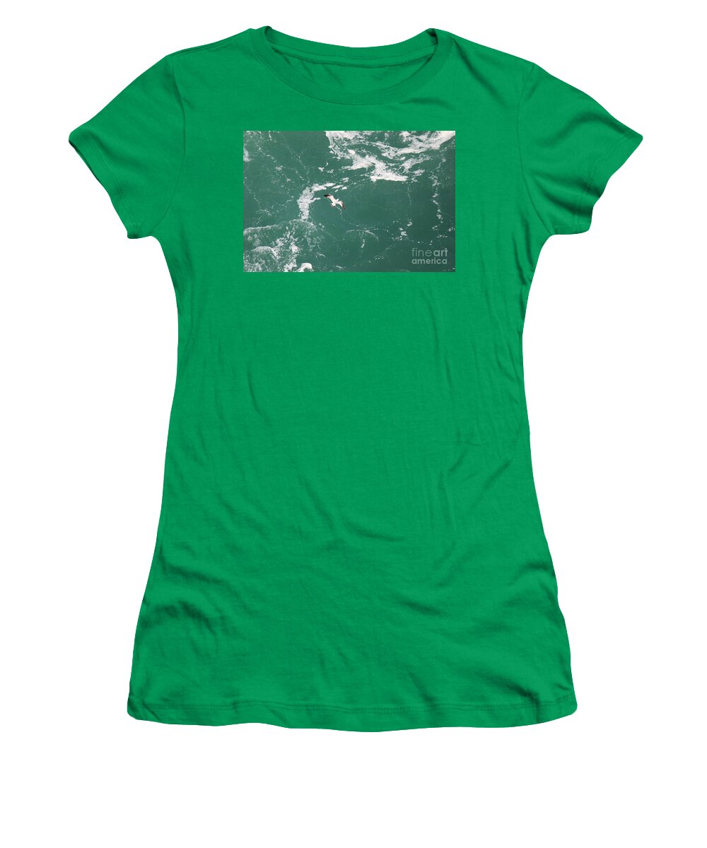 Seagulls Women's T-Shirt featuring the photograph Soaring over the falls waters too by Jennifer E Doll