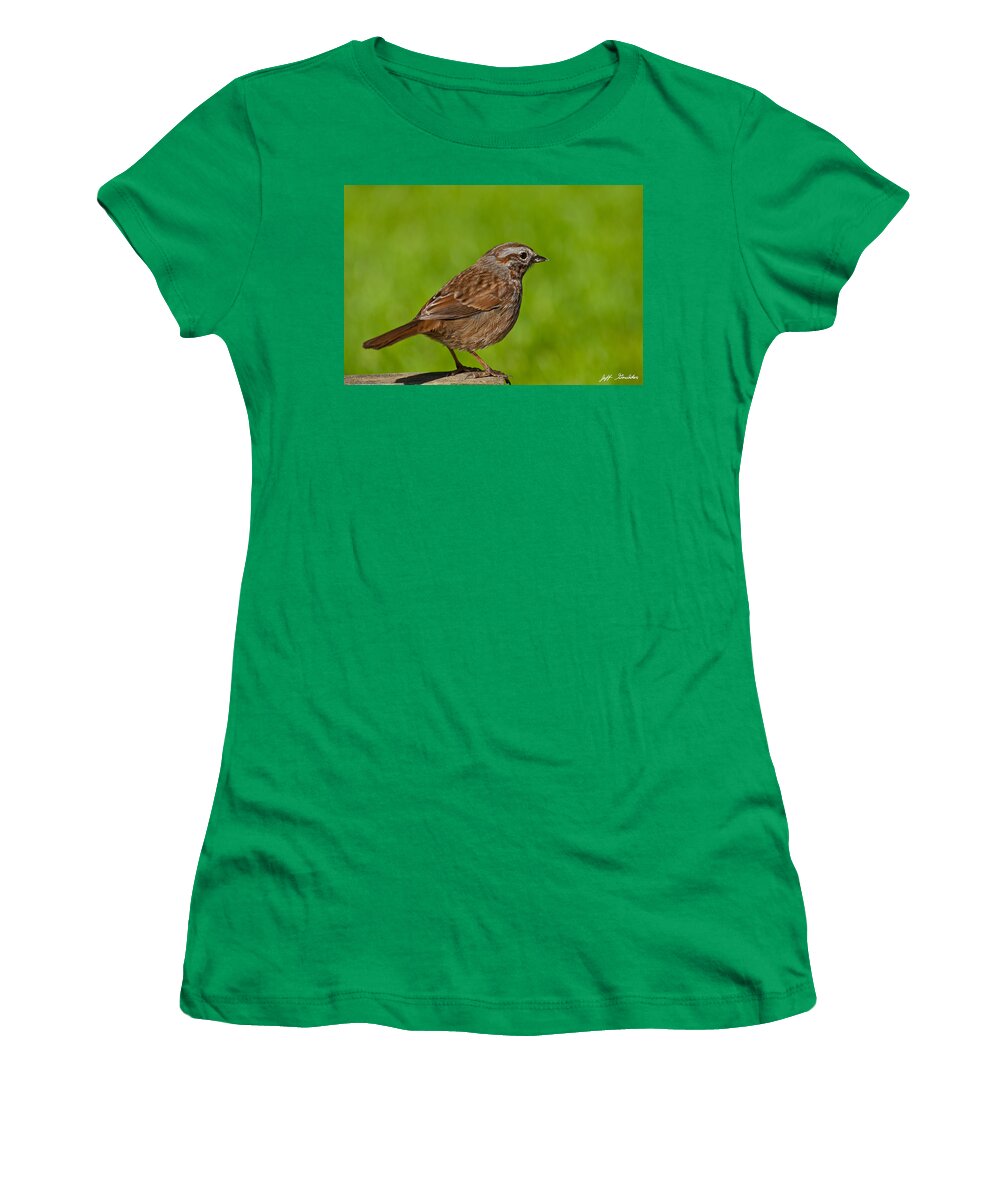 Animal Women's T-Shirt featuring the photograph Song Sparrow on a Log by Jeff Goulden