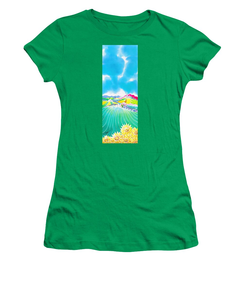 France Women's T-Shirt featuring the painting Summer colors by Hisayo OHTA