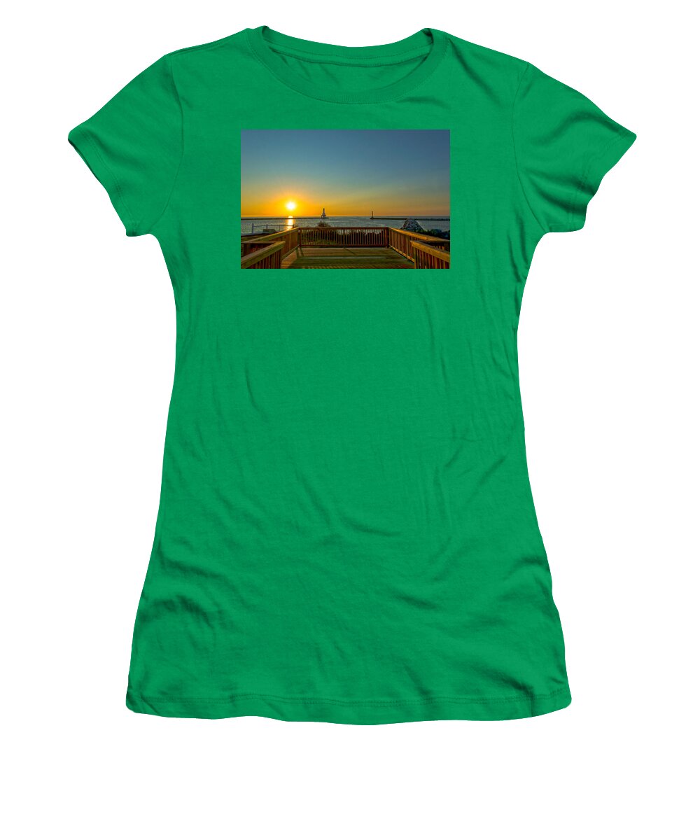 Sunrise Women's T-Shirt featuring the photograph Sunrise Deck by James Meyer