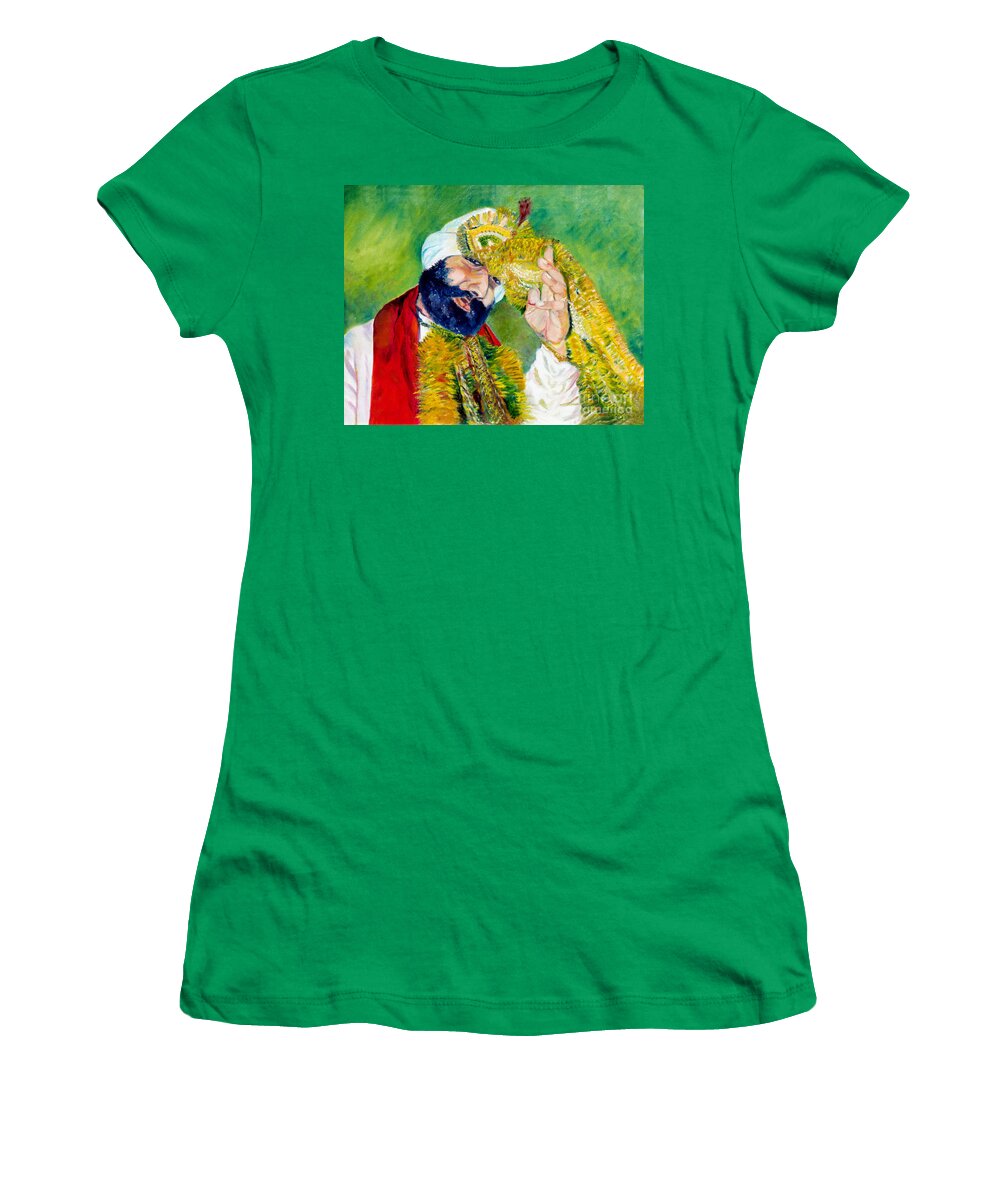 Groom Women's T-Shirt featuring the painting The Sikh groom by Sarabjit Singh