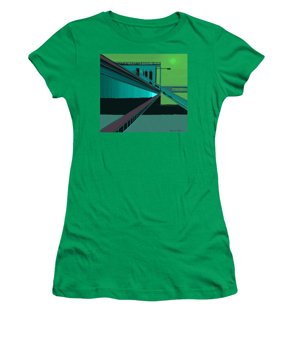 Paintings On Canvas Women's T-Shirt featuring the painting The Train Station Number 17 by Diane Strain