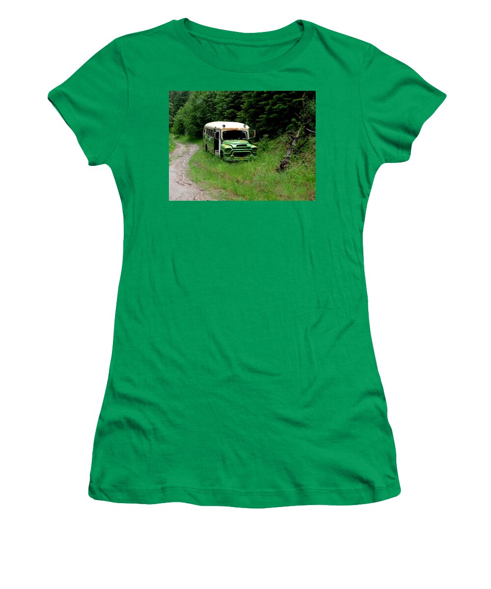 Bus Women's T-Shirt featuring the photograph Abandoned Bus by Jo Sheehan