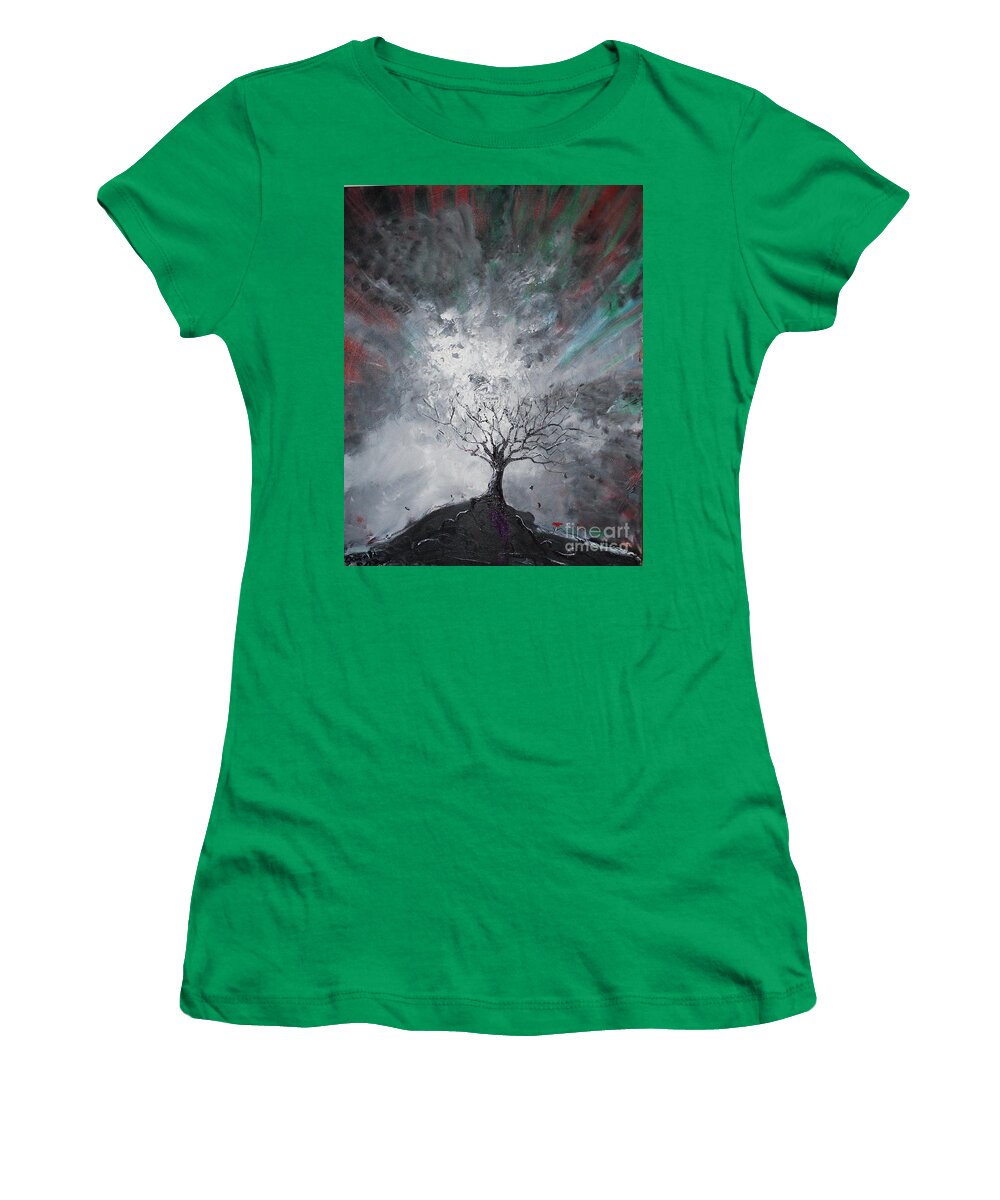 Tree Women's T-Shirt featuring the painting Haunted Tree by Stefan Duncan