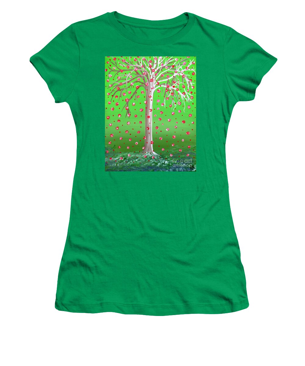 Peridot Women's T-Shirt featuring the painting Peridot Wishing Tree by Alys Caviness-Gober