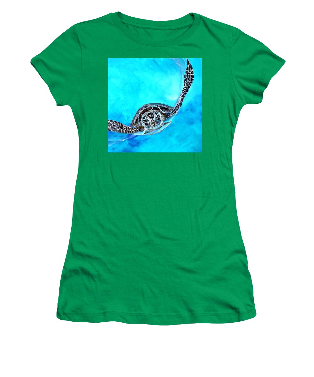 Sea Turtle Women's T-Shirt featuring the painting Serious Serenity by J Vincent Scarpace