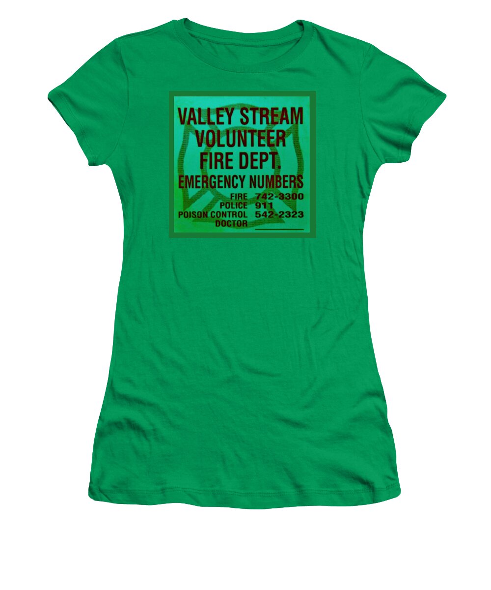 Maltese Cross Women's T-Shirt featuring the photograph VALLEY STREAM FIRE DEPARTMENT in IRISH GREEN by Rob Hans