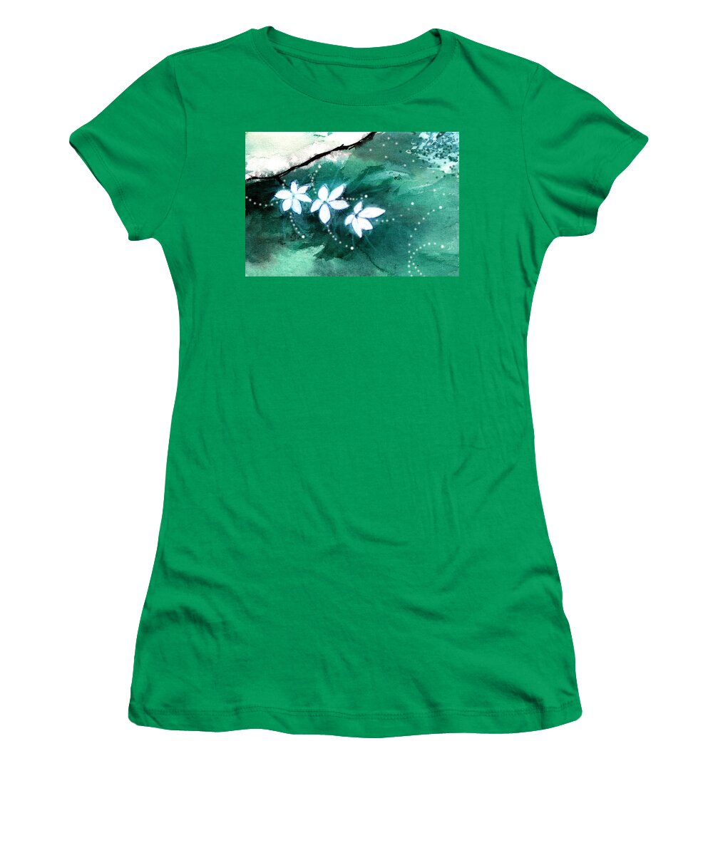 Nature Women's T-Shirt featuring the painting White Flowers by Anil Nene
