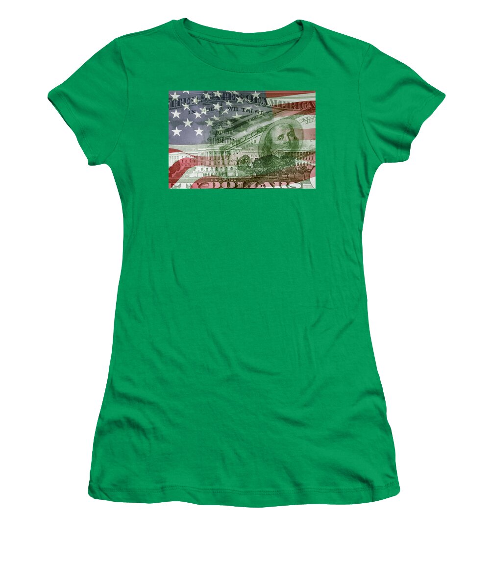 Flag Women's T-Shirt featuring the photograph USA finance #13 by Les Cunliffe