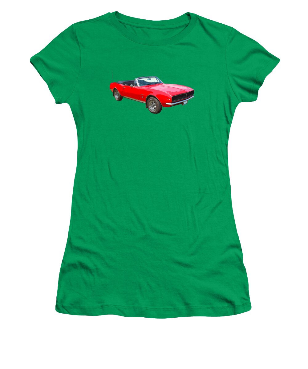 1967 Camaro Women's T-Shirt featuring the photograph 1967 Convertible Red Camaro Muscle Car by Keith Webber Jr