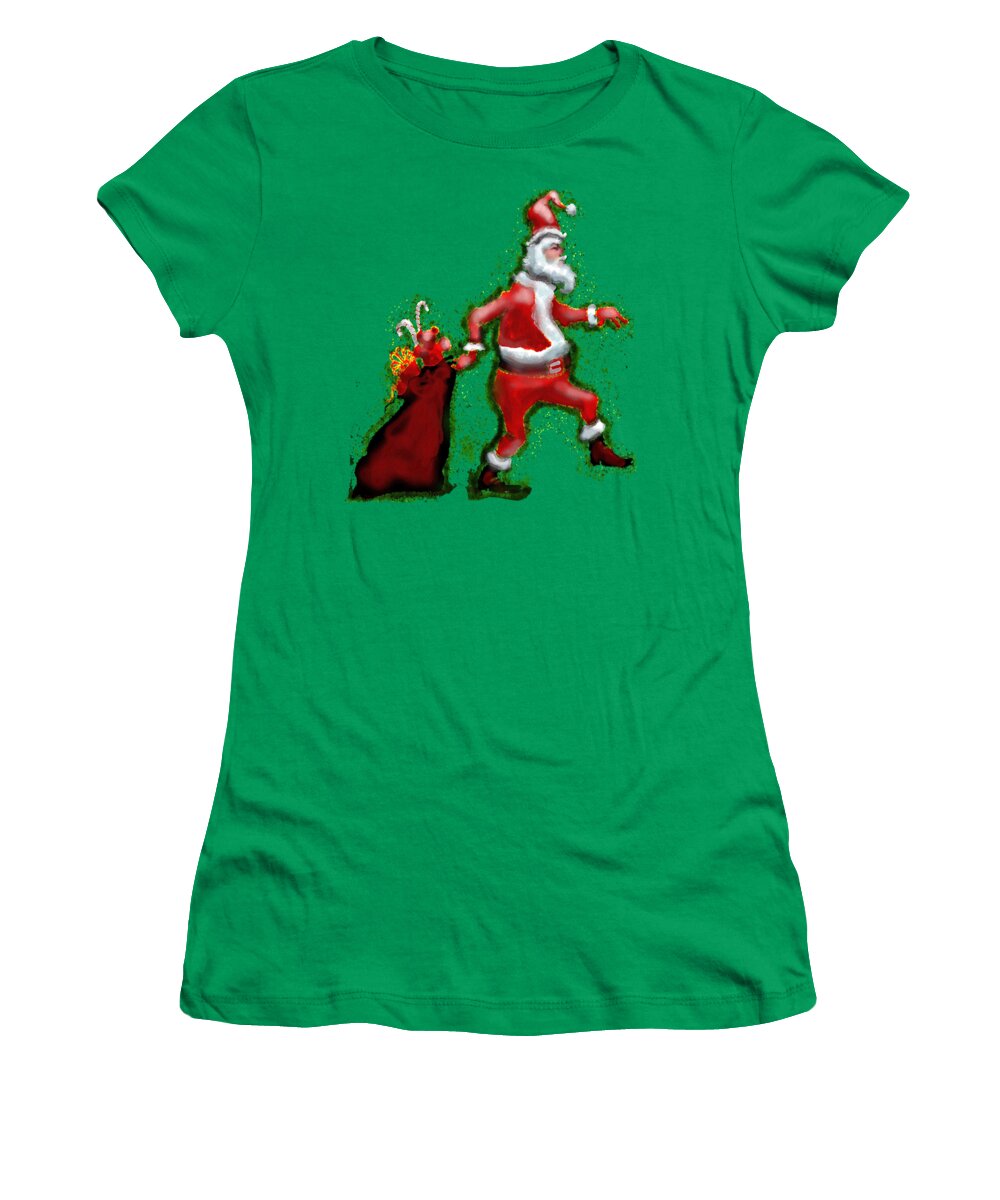 Santa Women's T-Shirt featuring the painting Santa Claus #5 by Kevin Middleton