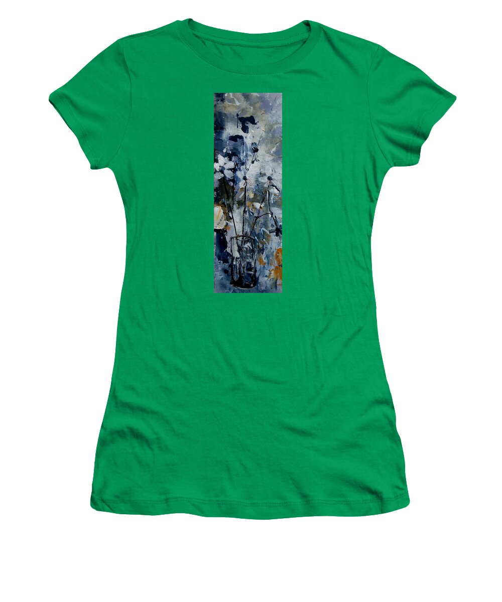 Abstract Women's T-Shirt featuring the painting Abstract Bunch Of Flowers by Pol Ledent