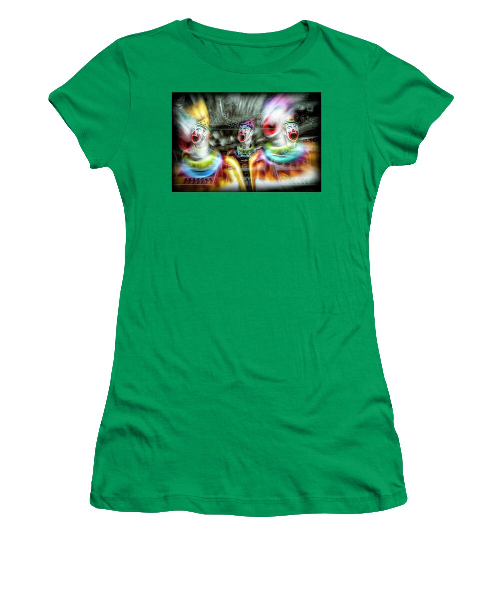 Amusement Women's T-Shirt featuring the photograph Angry Clowns by Wayne Sherriff